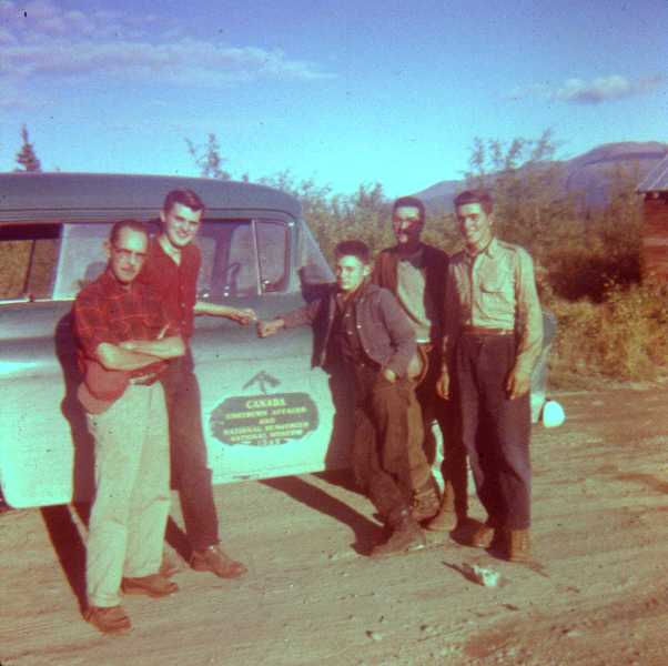 Dr. R.S. MacNeish, Bill Baker, Ron Chambers, Charles Martijn, Bruce Ritchie - Yukon Archaeological Expedition, National Museum of Canada 1959